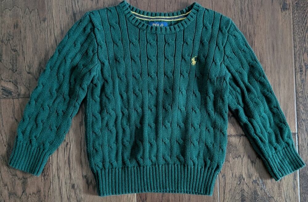 Ralph Lauren Dark Green Cableknit Crewneck Sweater